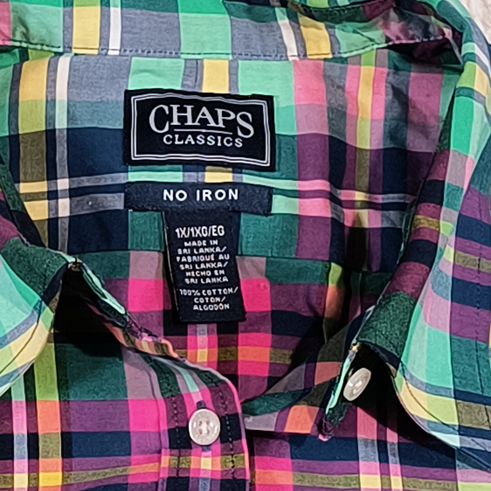 Chaps Classics Multicolor Plaid Button Down No Iron Shirt Womens 1X